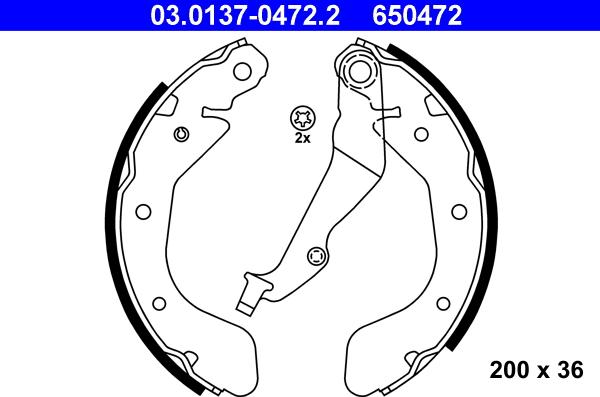 ATE 03.0137-0472.2 - Brake Shoe Set carparts-centre.com