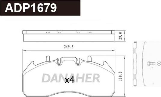 Danaher ADP1679 - Brake Pad Set, disc brake carparts-centre.com