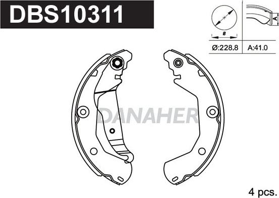 Danaher DBS10311 - Brake Shoe Set carparts-centre.com