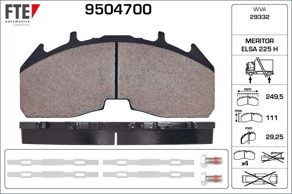 FTE 9504700 - Brake Pad Set, disc brake carparts-centre.com