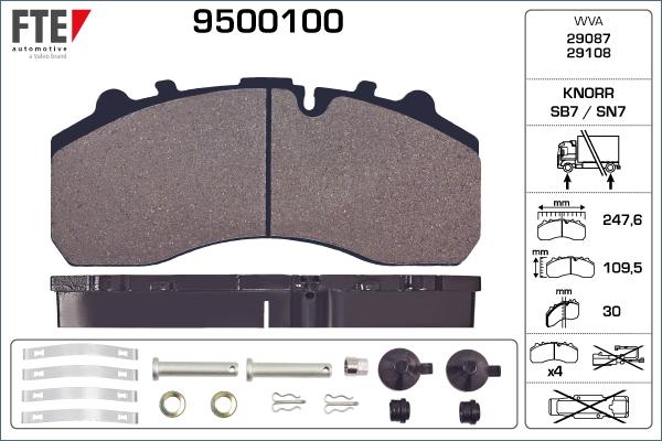 FTE 9500100 - Brake Pad Set, disc brake carparts-centre.com