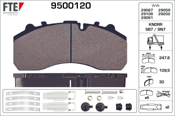 FTE 9500120 - Brake Pad Set, disc brake carparts-centre.com