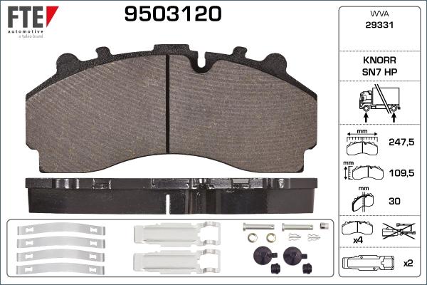 FTE 9503120 - Brake Pad Set, disc brake carparts-centre.com