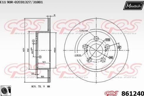 Maxtech 861240.0060 - Brake Disc carparts-centre.com