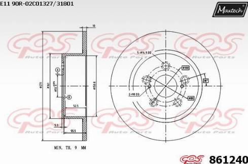 Maxtech 861240.0000 - Brake Disc carparts-centre.com
