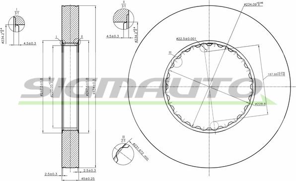 SIGMAUTO DB0249S - Brake Disc carparts-centre.com