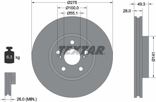 Textar 92142003 - Brake Disc carparts-centre.com