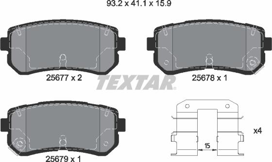 Textar 2567701 - Brake Pad Set, disc brake carparts-centre.com