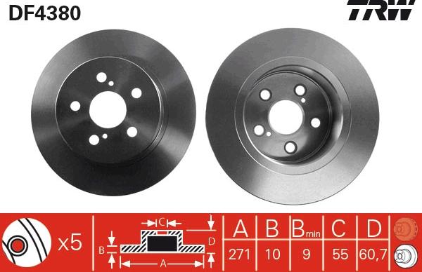 TRW DF4380 - Brake Disc carparts-centre.com