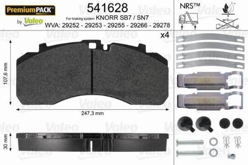 VALEO 541628 - Brake Pad Set, disc brake carparts-centre.com