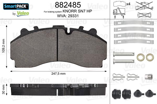 VALEO 882485 - Brake Pad Set, disc brake carparts-centre.com