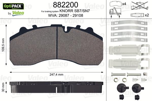 VALEO 882200 - Brake Pad Set, disc brake carparts-centre.com
